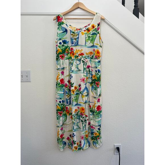 Jams World Dresses & Skirts - Jams World Womens Small Floral Midi Dress Beach Boho Vacation Resort Watercolor